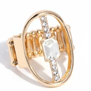 Rhinestone detailed faux gold ring NEW